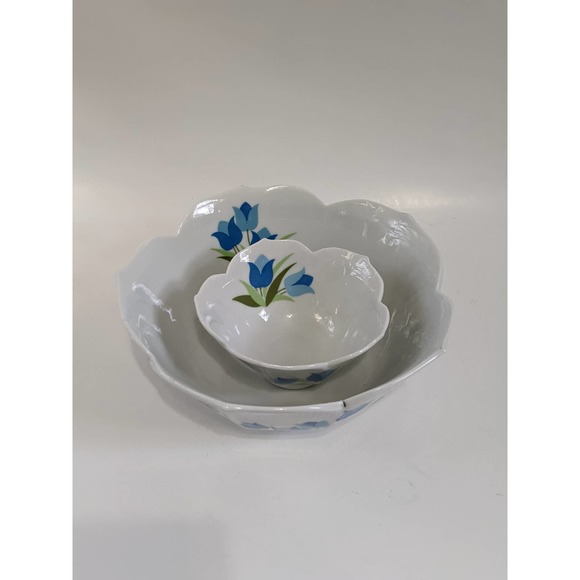 Vintage 60's 70's Flower Power Lotus Bowl Set, Japanese Nesting Lotus Bowls - Picture 5 of 10